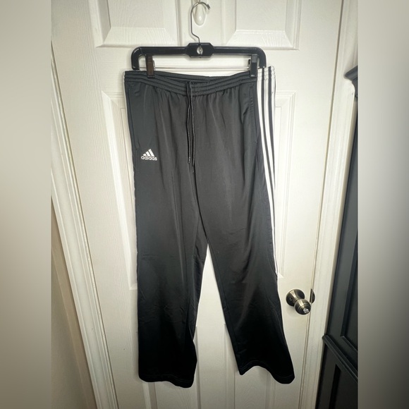 Vtg adidas Women's Medium Black 3 Stripe Warmup Track Pants UK 14 Zip Hem M - Picture 4 of 13